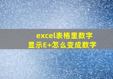 excel表格里数字显示E+怎么变成数字