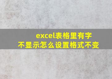 excel表格里有字不显示怎么设置格式不变