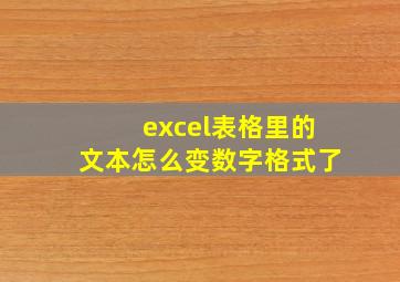 excel表格里的文本怎么变数字格式了