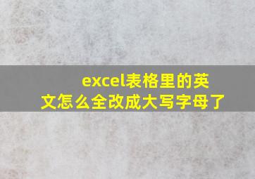 excel表格里的英文怎么全改成大写字母了