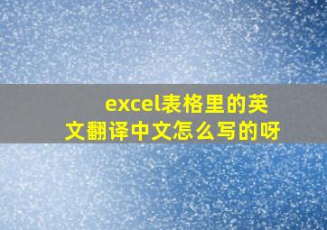 excel表格里的英文翻译中文怎么写的呀