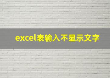 excel表输入不显示文字