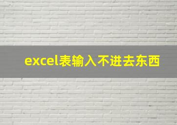 excel表输入不进去东西