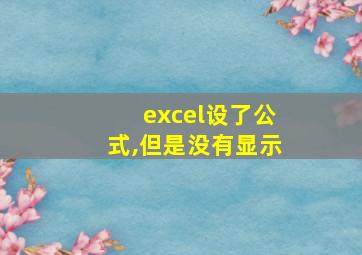 excel设了公式,但是没有显示