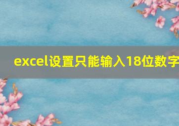 excel设置只能输入18位数字