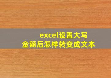 excel设置大写金额后怎样转变成文本