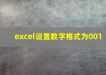 excel设置数字格式为001