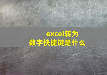 excel转为数字快捷键是什么