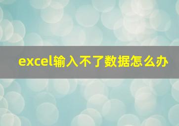 excel输入不了数据怎么办