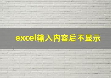 excel输入内容后不显示