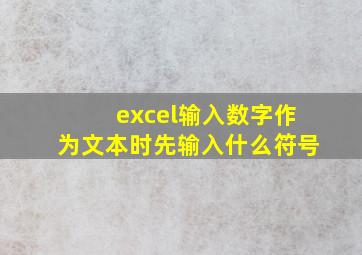 excel输入数字作为文本时先输入什么符号