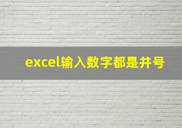 excel输入数字都是井号