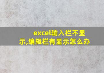 excel输入栏不显示,编辑栏有显示怎么办