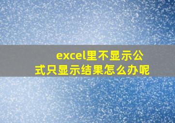 excel里不显示公式只显示结果怎么办呢