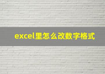 excel里怎么改数字格式