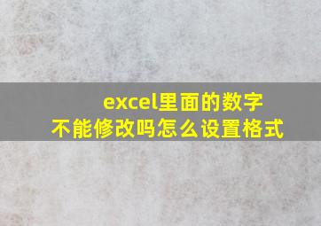 excel里面的数字不能修改吗怎么设置格式