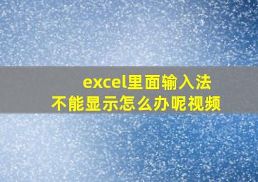 excel里面输入法不能显示怎么办呢视频