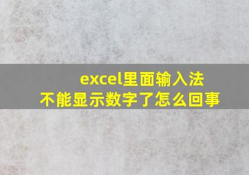 excel里面输入法不能显示数字了怎么回事