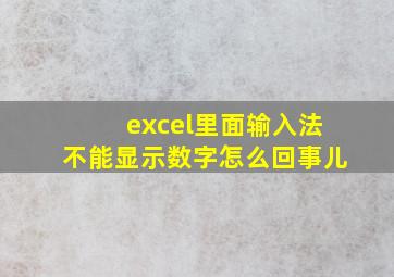 excel里面输入法不能显示数字怎么回事儿