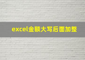 excel金额大写后面加整