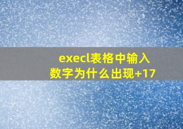 execl表格中输入数字为什么出现+17