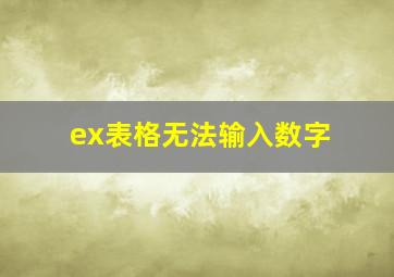 ex表格无法输入数字