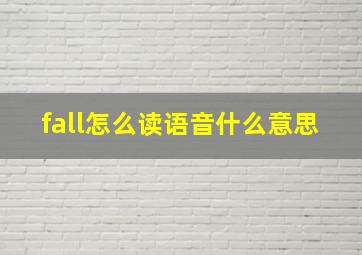 fall怎么读语音什么意思