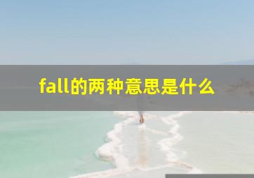 fall的两种意思是什么