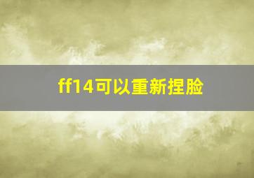 ff14可以重新捏脸