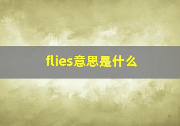 flies意思是什么