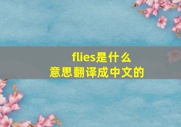 flies是什么意思翻译成中文的