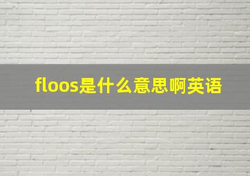 floos是什么意思啊英语