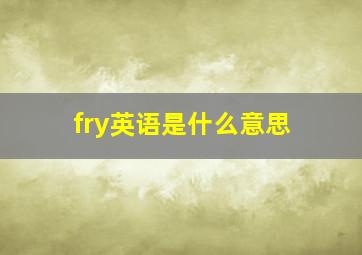 fry英语是什么意思