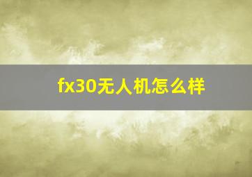 fx30无人机怎么样