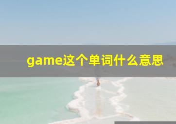 game这个单词什么意思