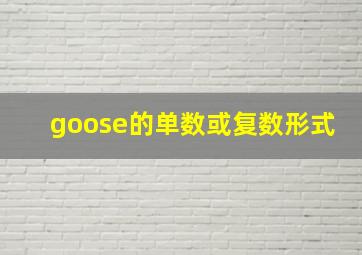 goose的单数或复数形式