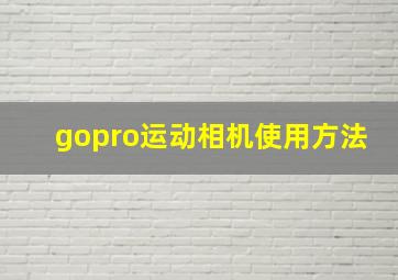 gopro运动相机使用方法