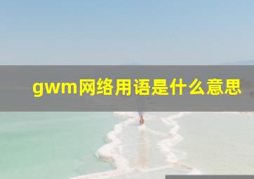 gwm网络用语是什么意思