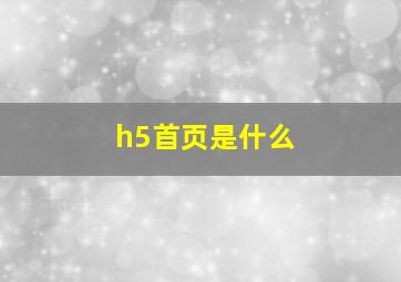 h5首页是什么