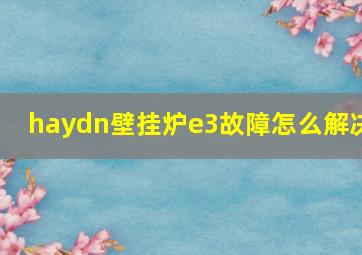 haydn壁挂炉e3故障怎么解决