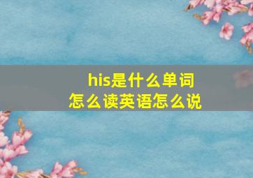 his是什么单词怎么读英语怎么说