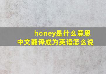 honey是什么意思中文翻译成为英语怎么说