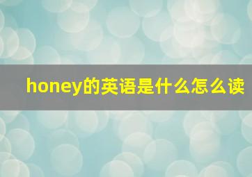 honey的英语是什么怎么读