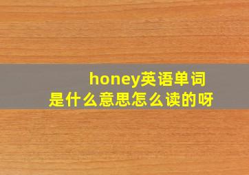 honey英语单词是什么意思怎么读的呀