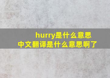 hurry是什么意思中文翻译是什么意思啊了