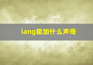 iang能加什么声母