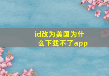 id改为美国为什么下载不了app