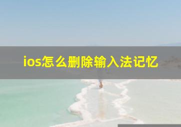 ios怎么删除输入法记忆