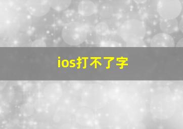 ios打不了字