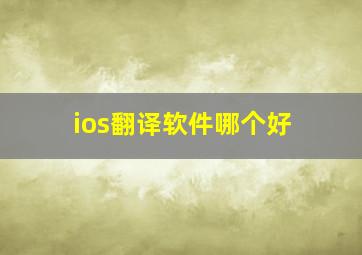 ios翻译软件哪个好